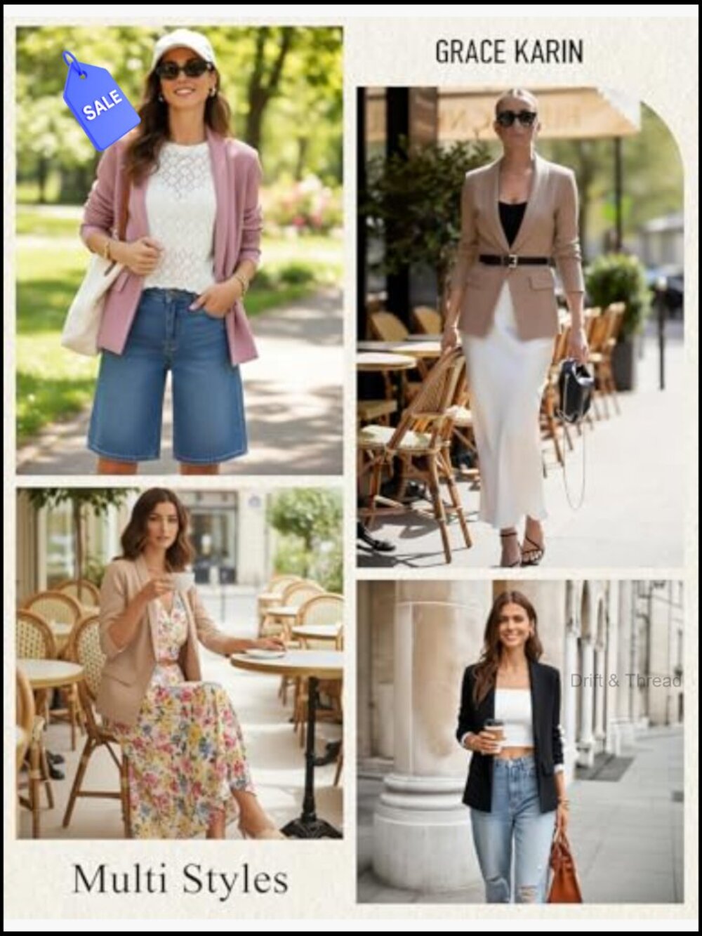 Lightweight Knit Blazer, Business Casual, Long Sleeve, V-Neck, Regular Fit - Picture 6 of 7